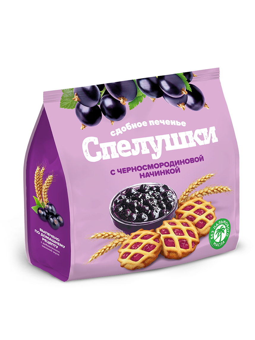 Сдобное печенье «Спелушки» с черносмородиновой начинкой 350 г