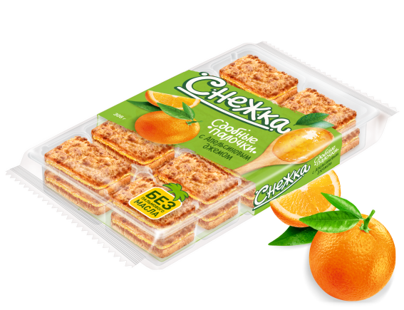 Сдобные палочки СНЕЖКА с апельсиновым джемом 308 г