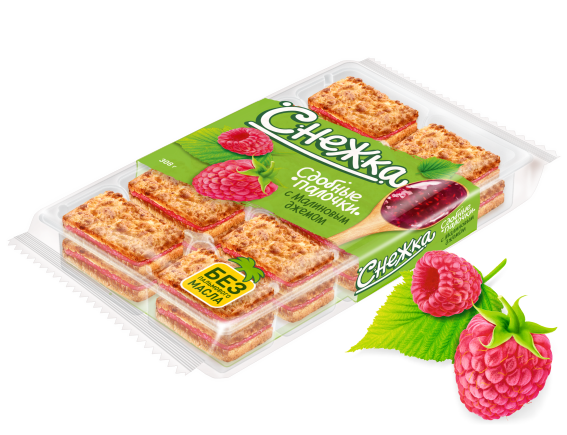Сдобные палочки СНЕЖКА с малиновым джемом 308 г