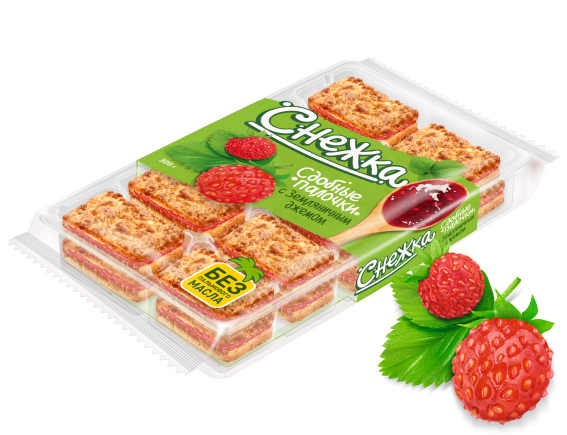 Сдобные палочки СНЕЖКА с земляничным джемом 308 г