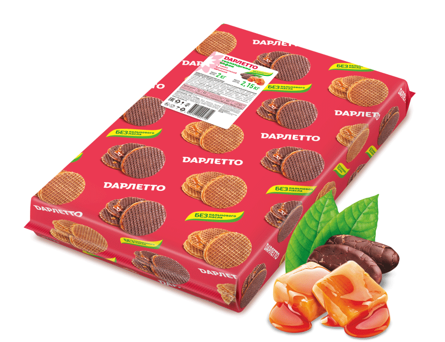Голландские вафли с какао и карамельной начинкой 2 кг